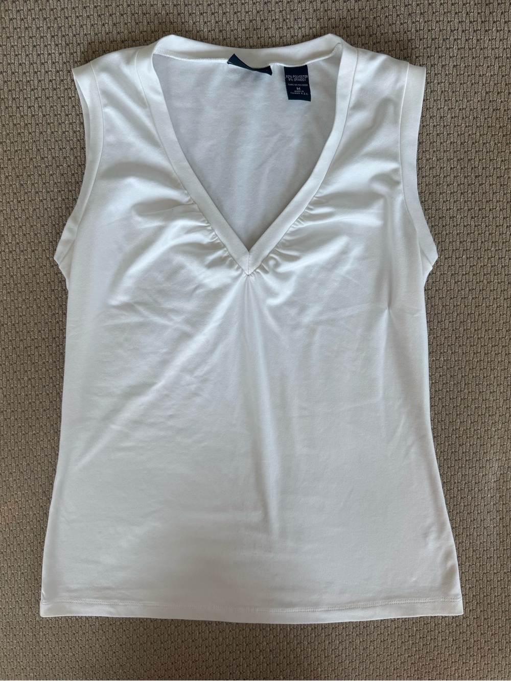 White Sleeveless V-Neck Women’s Top
